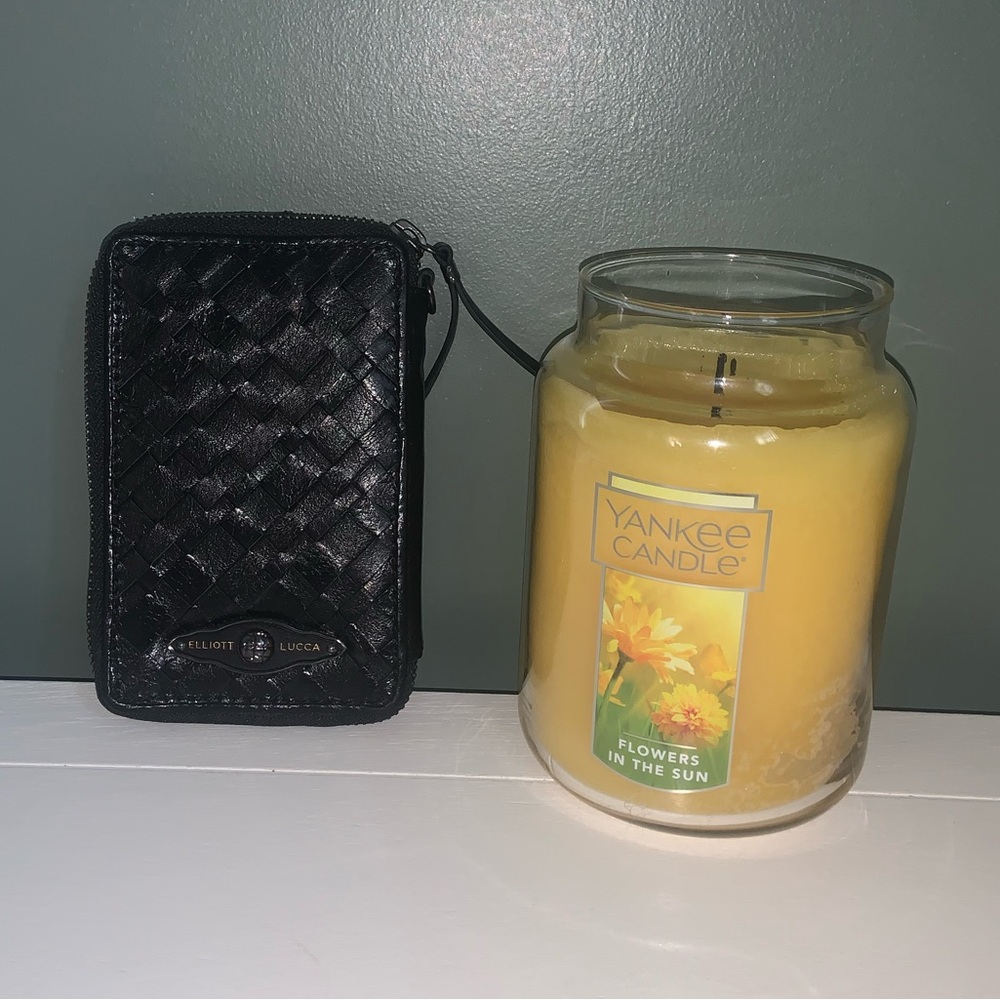 Elliott Lucca Black leather Woven Wristlet